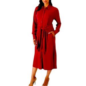 Jason Wu Petite Draped Ponte Knit Shirt Dress - Cabernet - PS